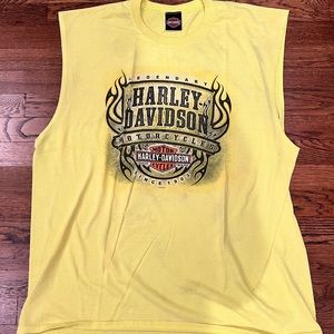 Vintage cut off yellow Harley Davidson